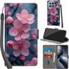 PHINIENLAND Cover per Xiaomi 14T Pro custodia portafoglio Fiori | 3 scomparti carte, 1 tasca banconote, Chiusura magnetica, Supporto, Pelle PU flip cover per Xiaomi 14T Pro