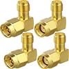TUOLNK Connettore SMA da 90 gradi maschio a femmina SMA Kit connettore SMA ad angolo retto per antenna/prolunga LTE 2G / 3G / 4G Cavo di prolunga SMA da 90 gradi Connettore in ottone 4 tipi