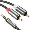 Froggen Cavo Jack a 2RCA, Cavo Audio da 3,5mm a 2RCA, Cavo Audio Nylon Intrecciato Minijack a RCA Maschio Stereo per Tablet, PC, Cellulare, MP3, Amplificatore, Altoparlante, TV, DVD