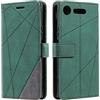 SONWO Cover per Sony Xperia XZ1, Flip Caso in PU Pelle Case Cover Portafoglio Custodia per Sony Xperia XZ1, [Kickstand] [Slot per Schede], Verde