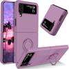 Keyihan Cover Compatibile con Samsung Galaxy Z Flip 4 con Supporto Anello a 360°Lanyard Cinturino da Polso Silicone liquido morbido Custodia Antiurto AntiGraffio Flessibile Slim (Sakura Purple)