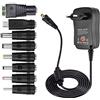 helpers lab Trasformatore Universale Regolabile 30W CA/CC Adattatore di Alimentazione Elettrica a Commutazione Universale con 8 Spine CC, Inclusa Presa USB per 3V a 12V Dispositivi Elettronici Domestici