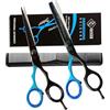 YSCARE Forbici Da Parrucchiere Forbici Affilate Premium in Acciaio Inox Da per Il Taglio Dei Capelli Ideali per Parrucchieri Barbieri uomini (Black/Blue set, 6.5)