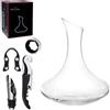 OCEANO Decanter Vino Caraffa per Decantare Areare Vino Rosso Vetro Trasparente Travaso Elegante Moderno Versatore per Serate Feste Idea Regalo Papà (Decanter + Accessori, 1.78)