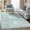 artyrugs Tappeto Lavabile in Lavatrice, 152x213cm, 75% Cotone Riciclato, Pelo Corto, Fondo Antiscivolo, Tappeti per Soggiorno, Camera da Letto, Cucina, Corridoio, Ufficio, Azzurro & Argento