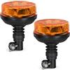 Yuanjoy 2 Fari Rotanti LED Arancioni, Luci di Avvertimento, 6 Modalità Lampeggiante e 4 Modalità Rotanti 2 Modalità Crociera 12V/24V IP67 per Auto, UTV, Trattore, Carrello Elevatore, Carrello da Golf