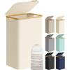 SONGMICS Cesto Portabiancheria con Coperchio, Cesta per Bucato, 90L, Salvaspazio, Sacco Rimovibile, Tessuto Oxford, Manici di Bambù, Pieghevole, 42 x 32 x 70,5 cm, Bianco Crema LCB509W01