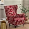 Highdi 2 Pezzi Copripoltrona con Orecchie Elasticizzato, Copridivano da 1 Posto con Fodera per Cuscino, Lavabile Rimovibile per Bar Soggiorno Camera da Letto Reception (Stile barocco)