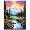 Yiminu.DS Diamond Painting Kit Completo 1 Pezzi, Diamanti Painting Kit 5D Adulti, Pittura Diamante Quadri Con Perline, 30Cm X 40Cm, Paesaggio montagna fiume