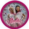 CARTOON Orologio parete analogico per bambini 25 cm per cameretta stanza dei giochi (Barbie)
