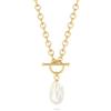 KOOUNUATA Collana con Pendente in Perla Barocca Bianca 18K Chiusura a Togliere Collana con Pendente in Perla di Conchiglia Irregolare Catena Tipo Goccia d'Acqua per Donne