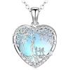 Odinstone Collana Albero della Vita in argento 925 Ciondolo Cuore Albero della Vita Pietra di luna Catena Famiglia Madre Due bambini Gioielli da donna Regali per mamma figlia