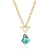 KOOUNUATA Collana con Pendente Irregolare in Turchese Grande Catena in Oro 18K da Link Ovale Chunky con Chiusura OT a Lariat Collana a Y per Donna 20