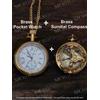 Elgin Antico orologio da tasca vintage Elgin in ottone con bussola meridiana da tas...