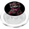 Sleepy Eyes Kitty Lover Glam Graphics Ki Elegante gatto ritratto moda felino vino rosso bicchiere grafico PopSockets PopGrip per MagSafe