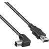 PremiumCord Cavo USB 2.0 High Speed M/M 5m, A Maschio a B Maschio Piegato a 90°, Cavo di Collegamento USB Per Scanner Ecc., Doppia Schermatura, AWG28, Colore Nero, Lunghezza 5m
