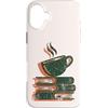 Coffee and Bookis Themed Apparels Women Custodia per iPhone 16 Plus Amante dei libri Lettura Tazza di Caffè Biblioteca Bookworm Reader