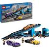 LEGO City Camion Trasportatore con Auto Sportive, Giochi Creativi per Bambini e Bambine da 7 Anni, Autocarro con Rimorchio e 3 Modelli di Macchine, Idee Regalo Divertenti, Veicoli da Collezione 60408