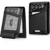 VULKIT Porta carte di credito da uomo per max. 12 carte di credito con custodia pop-up in alluminio e doppia finestra slot per ID e Oyster Card, Nero carbonio., One Size, Minimalista