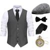 Gionforsy Set di accessori per costume da uomo anni 20, con gilet, cappello, farfalla, cravatta, orologio da tasca, accessori da gangster per la festa del Grande Gatsby, Halloween, carnevale