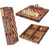Senza marchio Set scacchi backgammon fatti a mano in legno massello gioco da tavolo dama...