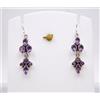 6 GM 925 Argento Sterling Naturale Ametista Taglio Gemma Sottile Orecchino 4.4cm