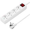 PremiumCord Multipresa 230V, 4 Prese, Prolunga 230 V, Prese Francesi Ruotate di 45°, Presa Multipla di Alta Qualità con Sicurezza Bambini, Interruttore, 7m