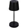 BRILONER - Lampada da tavolo a LED senza fili, lampada da comodino dimmerabile touch, lampada da scrivania, ricaricabile, a batteria, IP44, USB-C, luce bianca calda, 2,6W, 150lm, 105x260mm (DxA), nero
