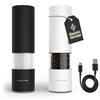 LARS NYSØM Macina Sale e Pepe Elettrica | Set di Macinapepe Automatici in Acciaio Inox con Macinino in Ceramica Regolabile | Set Macinaspezie Ricaricabili USB con Luce LED (Black/White)