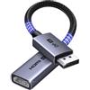 UGREEN Adattatore DisplayPort a HDMI 4K@60Hz, Convertitore DP Maschio a HDMI Femmina Unidirezionale 2K@120Hz, 1080p@144Hz in Nylon Intrecciato Compatibile con Laptop, TV, Monitor e Proiettore