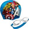 Marvel Occhialini da Nuoto per Bambini - Set Occhialini da Piscina Anti-Appannamento e Cuffia Nuoto Avengers Spiderman (Blu Avengers, 6-14 Anni)