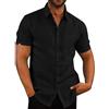 Glacspyg Camicia in Lino Uomo Camicia in Lino a Maniche Corte Camicia Casual da Lavoro Fit Casual Holiday Summer Beach Shirt Bianco L