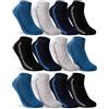 sockenkauf24 12 Paia Calzini Corti Uomo Calze Corte 39-42 Estivi Cotone Traspiranti Multicolore