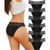 ALL OF SHE 6 Pacchetti di Biancheria Intima Donne Mutande Signore Pizzo Cotone Sexy Lingerie Hipster Mutandine Signore Biancheria Intima Traspirante Slip Morbido Multipack S-XL
