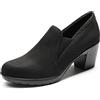 DREAM PAIRS Scarpe Classiche da Donna Comode con Tacco Alto Pompe Pantofole a Punta Tonda con Tacco Largo Elegante Nero,Size 36,Camoscio-Nero,DPU214-E