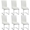 Yaheetech Set 6 Sedie Imbottite Sala da Pranzo Sedie Bianche Moderne Cucina in Finta Pelle e Gambe in Metallo da Ufficio Salotto Soggiorno Portata 135 kg