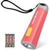 EverBrite Mini Torcia LED (Rosso), Torcia Portatile da 46g con Luce Gialla Calda, Ideale per Lettura, Campeggio e Passeggiate, con 3 Batterie AAA Incluse, Ottima come Regalo
