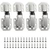 AOOSU 4pcs Cerniera per Ante, 4 inch Cerniera con Chiusura Ammortizzata con Chiusura a 90°, Cerniera a Scomparsa con 32 Viti non Richiede Preforatura per Porte Mobili, Cucina, Armadi