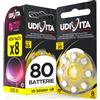 Udivita 80 Batterie per Apparecchi acustici Misura 10 Udivita PR70 (Giallo) Zinco-Air Hearing Evolution - 10 Blister da 8 Batterie