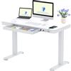FLEXISPOT Q3 Scrivania Regolabile in Altezza, Piano Unico con Angoli Arrotondati 120x60 cm Bianco, Porta di Ricarica USB-C, Funzione Anti-Collisione Auto-ritorno, Cassetto Sottopiano Integrato