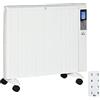 HOMCOM Stufetta Elettrica Basso Consumo Portatile, 1000/2000W Termoventilatore a Terra e Parete, Termoconvettore con Telecomando, Antiribaltamento e Anti-surriscaldamento, 75x31x66.5 cm, Bianco