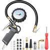 Adiwo Pistola Gonfiaggio Pneumatici, 220 PSI Manometro Pneumatici Gomme, Gonfiagomme con Manometro con 8 Tappi Valvola 2 Ugelli 1 Valvola Francese 1 Stelo di Prolunga in Metallo 90 Gradi