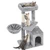 Yaheetech Albero Tiragraffi in Sisal Naturale e Truciolato 50 × 34,5 × 87 cm con Posatoio Condominio Gioco Grigio Chiaro