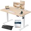 JUMMICO Scrivania Regolabile In Altezza Elettrica,120 x 60 cm,Pannello 6 Tasti Con 4 Memorie Di Altezza E Porta USB, Scrivania Da Computer Beige,Avviso Di Pausa Per Sedentarietà