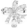Swarovski Volta Anello, con Motivo a Fiocco e Zirconia Swarovski, Placcato in Tonalità Rodio, Taglia 55, Bianco