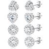 Dochais 4 Paia Set Orecchini Argento 925 per Donna Uomo Orecchini Diamante Brillantino Zirconi Cubici Rotondo Cuore Piccoli Orecchino Ipoallergenico Orecchino Oro 14K per Donna Uomo Argento A