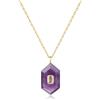 COAI Collana Donna Ametista Naturale e Zirconia Gialla, Collana Regolabile da Donna con Catena Acciaio Inox Placcato Oro 18K, Ciondolo Esagonale Ametista