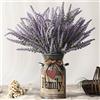 LESING, Fiori di lavanda artificiali con vaso decorativo in metallo, stile rustico, fiori vintage per l'arredamento della casa in stile fattoria (Family, viola)