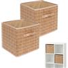 Relaxdays Set 2 cesti in bambù e Tessuto per Bagno e scaffale, con Maniglia, 28x28x28 cm, Pieghevoli, Naturale
