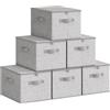 SONGMICS Scatole Portaoggetti con Coperchio, Contenitori Pieghevoli con Maniglie, Organizzatori per Vestiti, Set di 6, 40 x 30 x 25 cm, Tessuto non Tessuto, Grigio Tortora RZB003W02